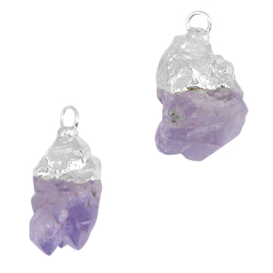 Natural stone charms Purple-Silver