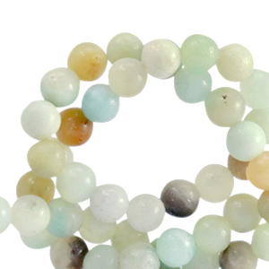 Natural stone beads Chalcedony (Quartz) 4mm Multicolour Turquoise-Off White