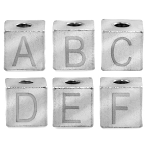 Stainless steel lettre beads alphabet Silver