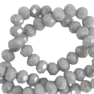 Top faceted beads 8x6mm disc Cloudy Grey-Pearl Shine Coating
