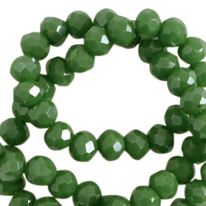 Top faceted beads 8x6mm disc Cadmium Green-Pearl Shine Coating
