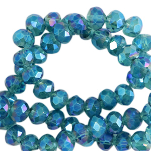 Top faceted beads 6x4mm disc Pacific Blue-AB Coating