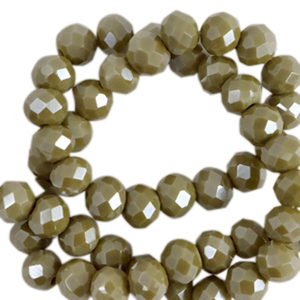 Top faceted beads 6x4mm disc Moss Green-Pearl Shine Coating