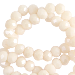 Top faceted beads 6x4mm disc Pristine Beige-Pearl Shine Coating