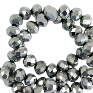 Top faceted beads 4x3mm disc Silver-Pearl Shine Coating