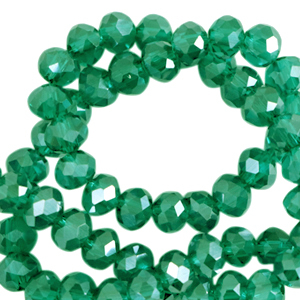 Top faceted beads 4x3mm disc Lake Green-Pearl Shine Coating