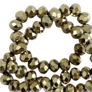 Top faceted beads 4x3mm disc Antique Gold Metallic-Pearl Shine Coating