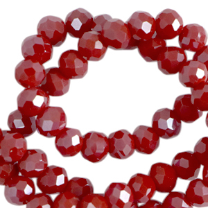 Top faceted beads 4x3mm disc Dark Crimson Red-Pearl Shine Coating
