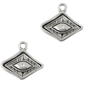 DQ European metal charms rhombus with eye Antique Silver (nickel free)