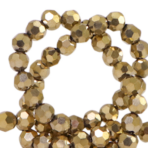 Round top faceted beads 4mm Antique Gold Metallic-Pearl Shine Coating