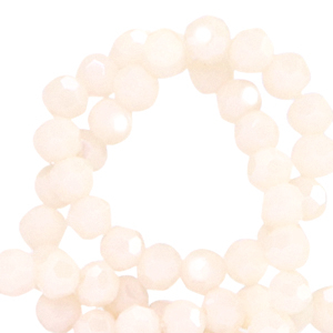 Round top faceted beads 4mm Pristine Beige-Pearl Shine Coating