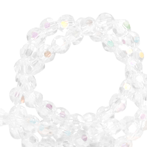 Round top faceted beads 4mm Crystal-AB Coating