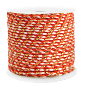 Trendy cord braided 2mm Gold-Orange Red White