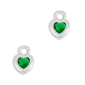 Crystal glass charms heart Classic Green-Silver