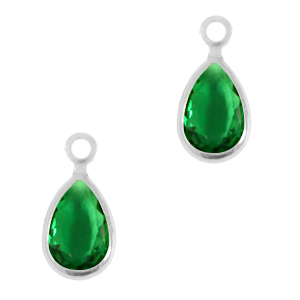 Crystal glass charms drop Classic Green-Silver