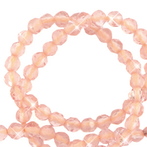 Natural stone faceted beads 3mm Light Peach-Pearl Shine Coating