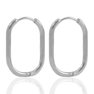 Stainless steel earrings creole oval Silver