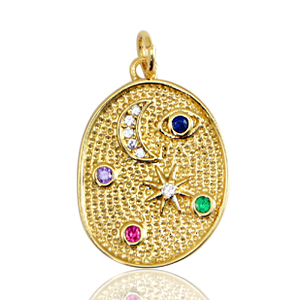 Brass TQ metal charms moon and star Gold