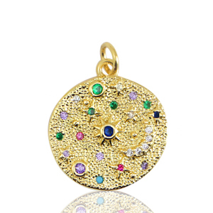 Brass TQ metal charms moon and star Gold