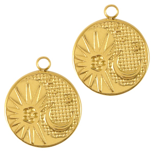 Stainless steel charms sun & moon Gold
