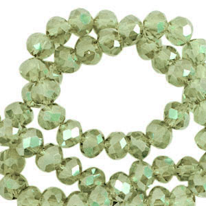 Top faceted beads 8x6mm disc Vineyard Green-Pearl Shine Coating