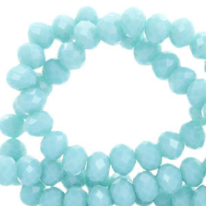 Top faceted beads 4x3mm disc Serenity Blue-Pearl Shine Coating