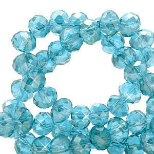 Top faceted beads 3x2mm disc Lagoon Blue-Pearl Shine Coating