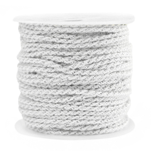 Macram&eacute; bead cord twisted 1.5mm Silver-White