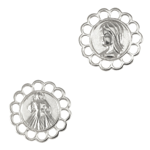 DQ European metal charms connector Jesus and Maria Antique Silver (nickel free)