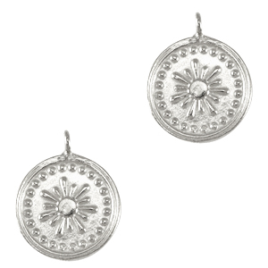 DQ European metal charms flower Antique Silver (nickel free)