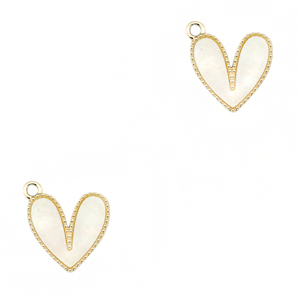 Resin pendants heart Gold-Off White