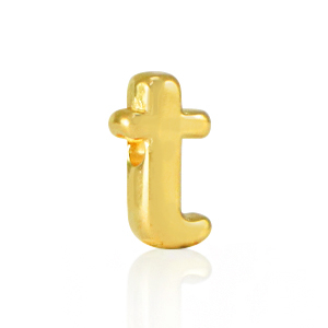 DQ European metal letter beads T Gold (nickel free)