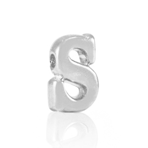 DQ European metal letter beads S Antique Silver (nickel free)