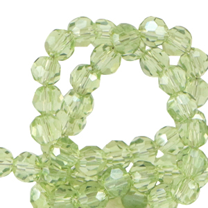 Round top faceted beads 4mm Vineyard Green-Pearl Shine Coating
