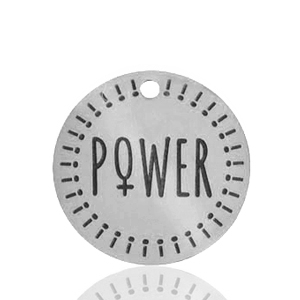 Stainless steel charms "POWER" Silver