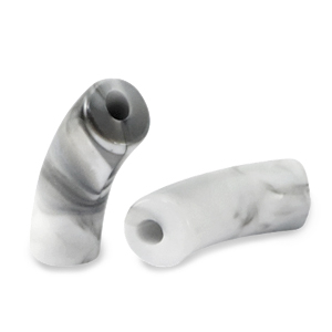 Acrylic beads tube White-Grey marble