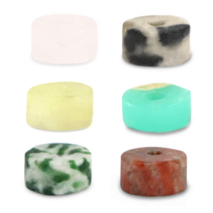 Natural stone beads mix disc 4x2mm Multicolour Red Green