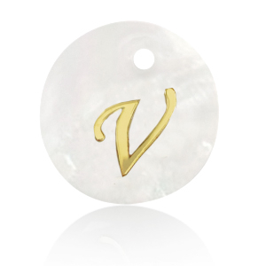 Shell pendants specials letter V Gold-White (natural colour)