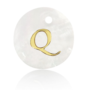 Shell pendants specials letter Q Gold-White (natural colour)