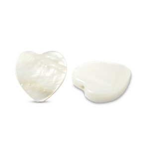 Shell beads heart White (natural colour)