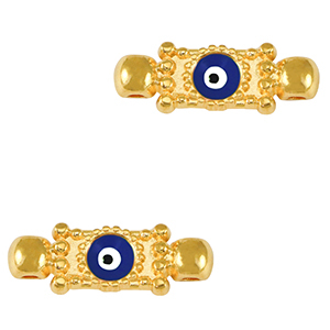 DQ European metal charms connector evil eye Gold-Dark Blue (nickel free)