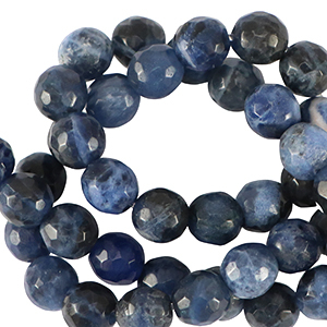 Natural stone beads Sodalite 4mm faceted polished California Blue