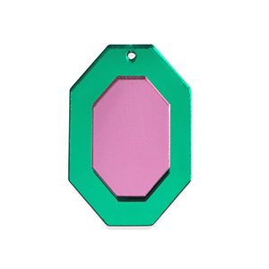 Statement charms octagon Metallic Green-Pink