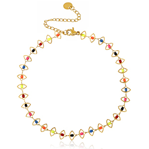 Stainless steel anklets chain enamel Gold-Multicolour