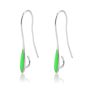 DQ European metal findings earrings Antique Silver-Neon Green(nickel free)