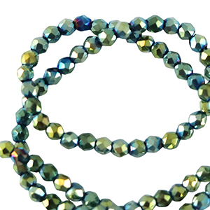 Round top faceted beads 2mm Multicolour Green-AB Coating