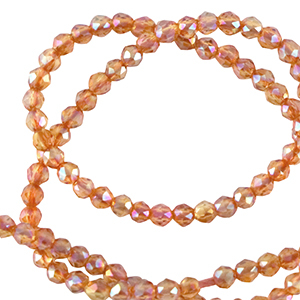 Round top faceted beads 2mm Flame Orange-AB Coating