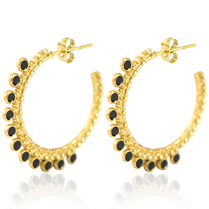 Stainless steel earrings creole 30mm Gold-Black