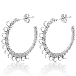 Stainless steel earrings creole 30mm Silver-White