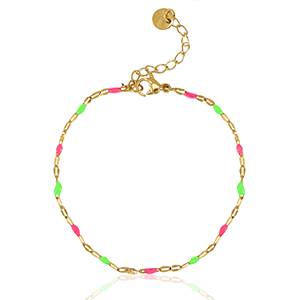 Stainless steel bracelets Neon Pink-Green-Gold